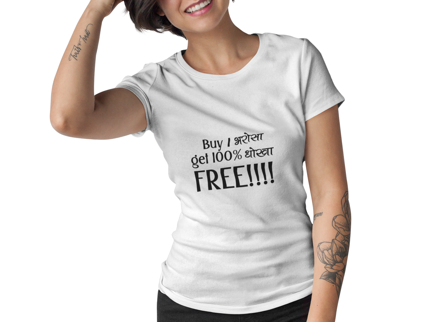 Buy 1 Bharosa Get 100% Dhoka FREE  | Quirky | Creative Printed T-Shirts