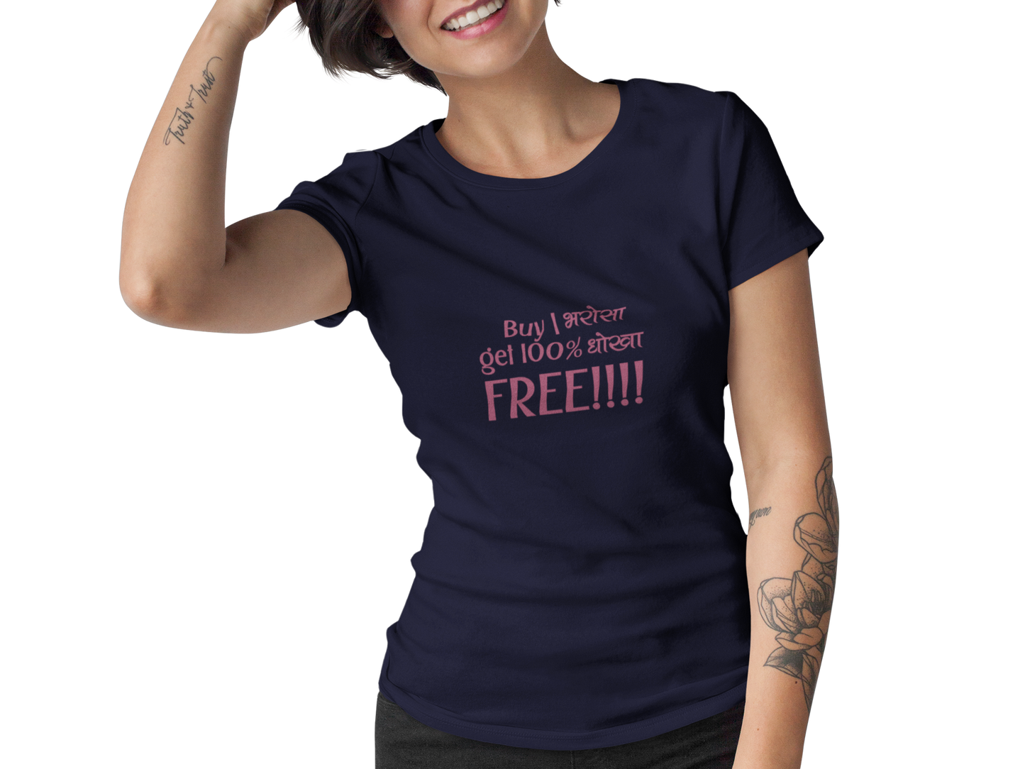 Buy 1 Bharosa Get 100% Dhoka FREE  | Quirky | Creative Printed T-Shirts