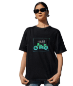 Night Rider Oversized Cotton Graphic T-Shirt for Bikers