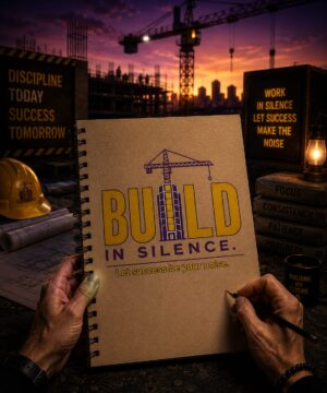 Build in Silence Typography Graphic T-Shirt – Let Success Be Your Noise